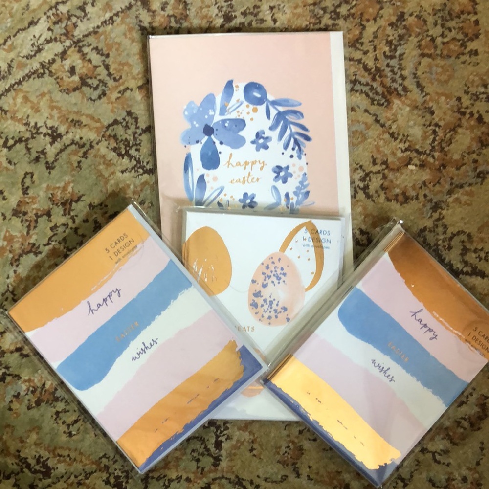 EASTER “Happy Easter Wishes” Eggs Special 16 cards & Envelope PIER 1 STRIPE New